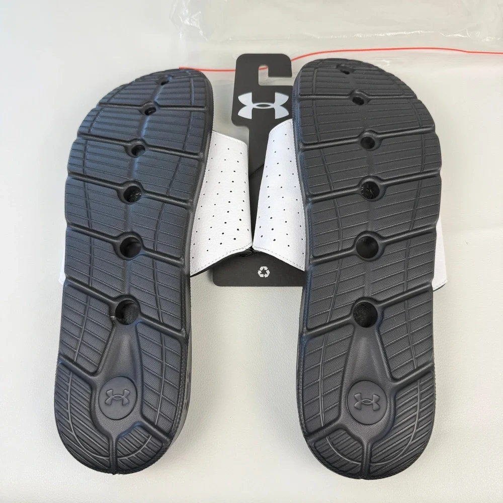 Under‎ Armour Ignite Pro SL Slides Mens Size 17 Black White Athletic Sandals